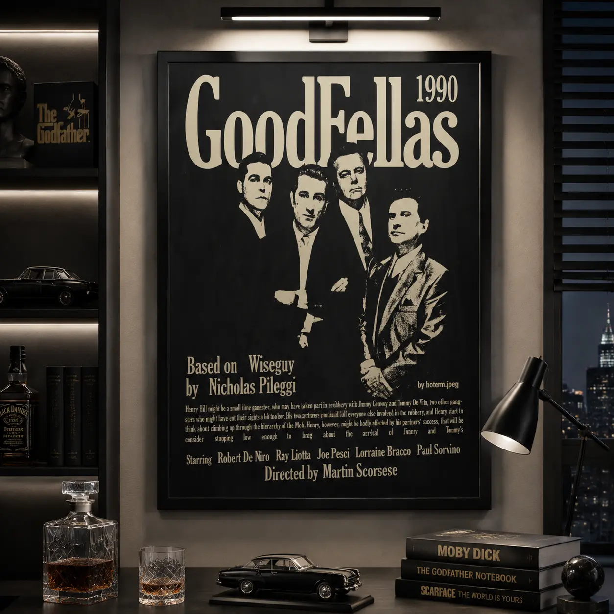 Goodfellas Movie Poster Canvas Wall Art Classic Mafia Film Print Martin Scorsese Crime Movie Decor Vintage Black White Aesthetic Home Office Living Room Bedroom Man Cave Wall Decoration Gift for Movie Lovers