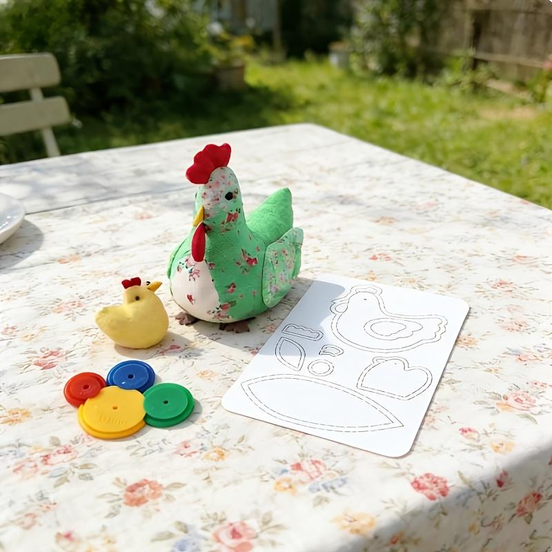 Chicken-themed Patchwork Sewing Template (with 4 tracing tools and hen family motifs) - a colorful handmade guide for quilting, handcrafting, Easter crafts, compatible with sewing machines and hand sewing