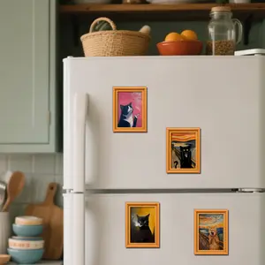 Funny Cat Fridge Magnet, Vintage Art Frame Decor, Cute Kitty Ornament, Unique Class of 2026 Graduation Keepsake, Lovely Accessory for Lockers and Refrigerators, Exquisite Small Gift and Memorial Souvenir for New Graduates