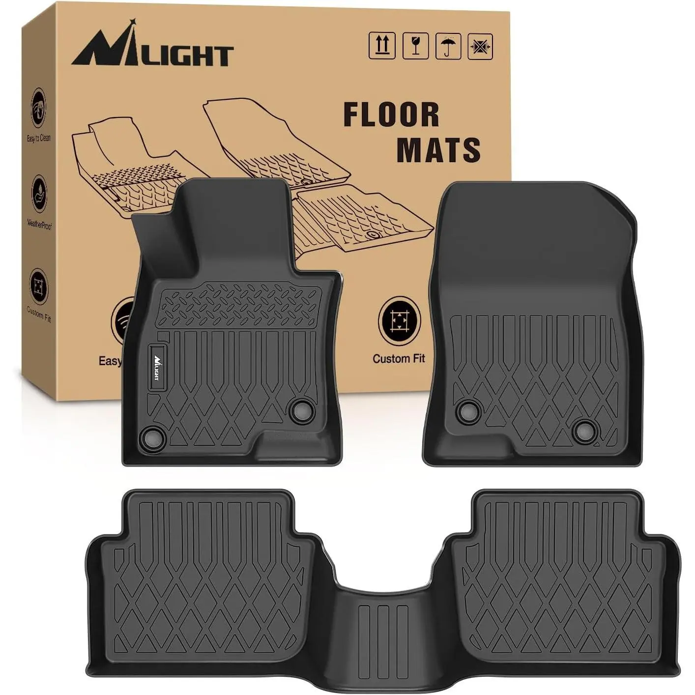 Nilight TPE Floor Mats - Custom Fit All-Weather Heavy-Duty Floor Liners for Mazda 3 (2014-2018), Mat Floor Mats