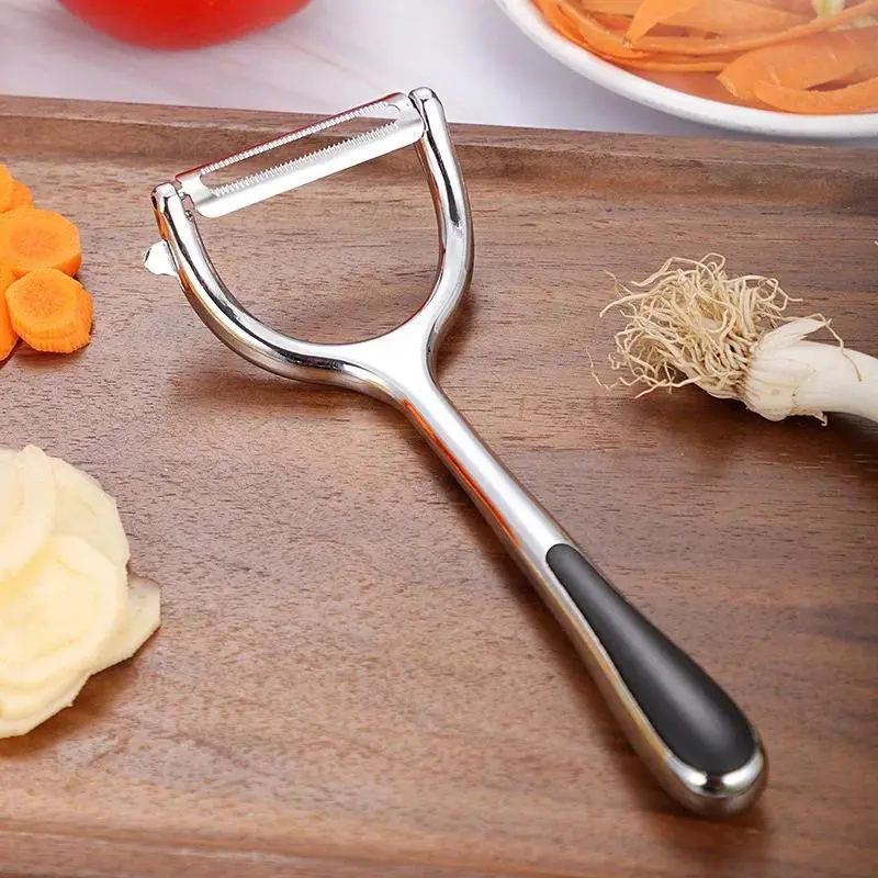 Stainless Steel Kitchen Multi-Function Tool Set - Durable Y-Shaped Blade Fruit Knife, Plastic-Rubber Handle Vegetable Peeler, Potato Eye Remover, Kiwi Shredder with Zinc Components for Kitchen Utensils, Flat Y-Shaped-1Pc