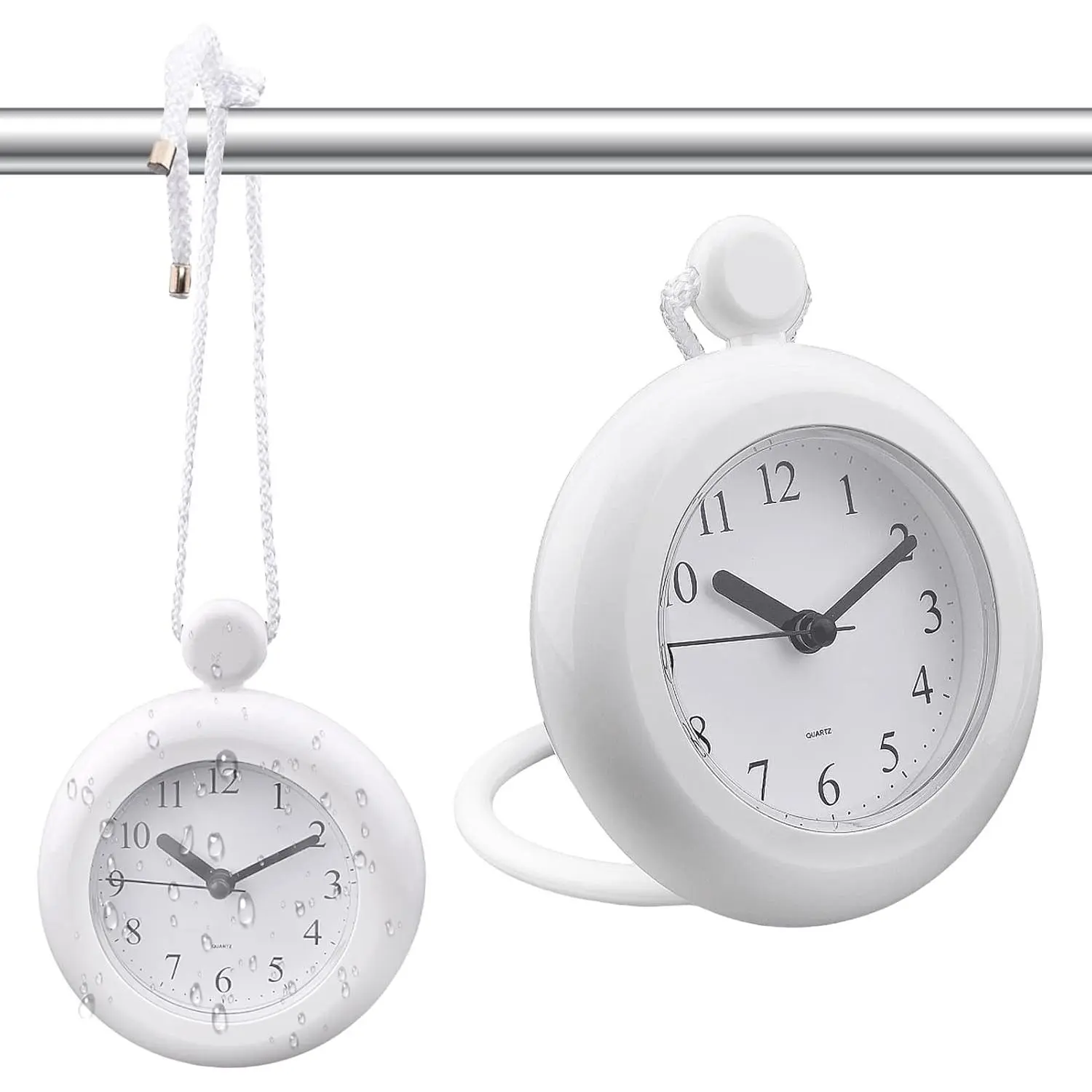 4.72x1.57" Silent Move Analog Dial Shower Clock - ABS Plastic, Waterproof, Wall-Mountable, Desktop, Hanging - for Bathroom, Indoor Space Home Supplies