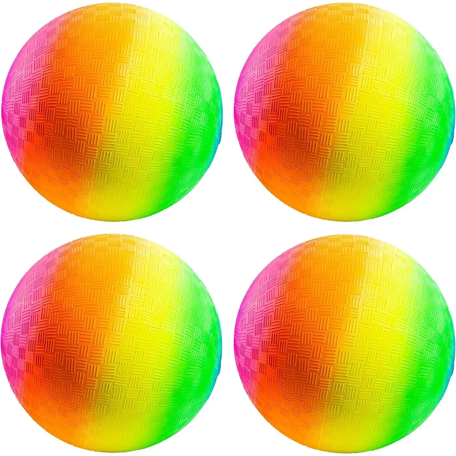 Rainbow Playground Balls - 8.5 Inch (Pack of 4) Rubber Bouncy Colorful Inflatable for Kids Adults, Indoor Outdoor Games - Kickball, Dodgeball, Four Square, Recess, Handball