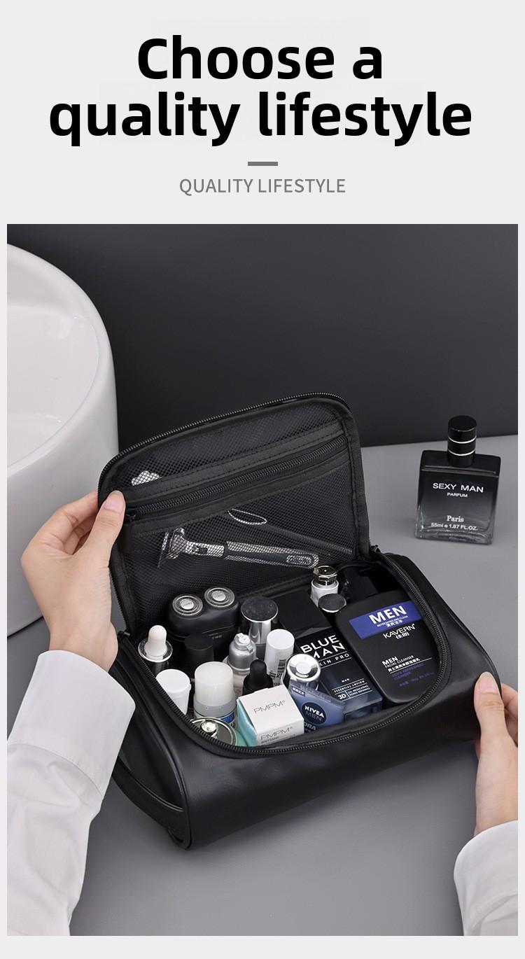 Waterproof PU Men's Travel Toiletry Bag – High-End & Large Capacity, Portable Makeup Organizer for Men, Perfect for Travel & Daily Use