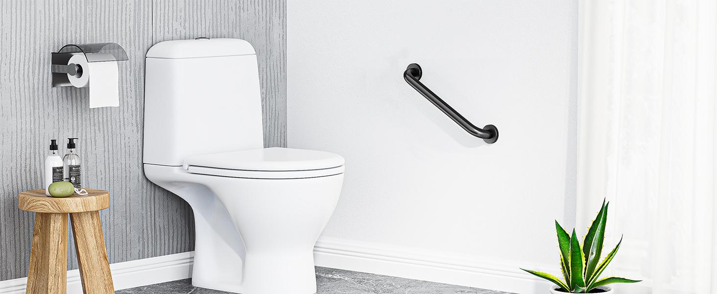 2 Pack Shower Grab Bar, 16 Inch Stainless Grab Bar Handicap Bars, Shower Handle Bath Handle, Safety Bars for Seniors, Elderly or Handicapped (Black)