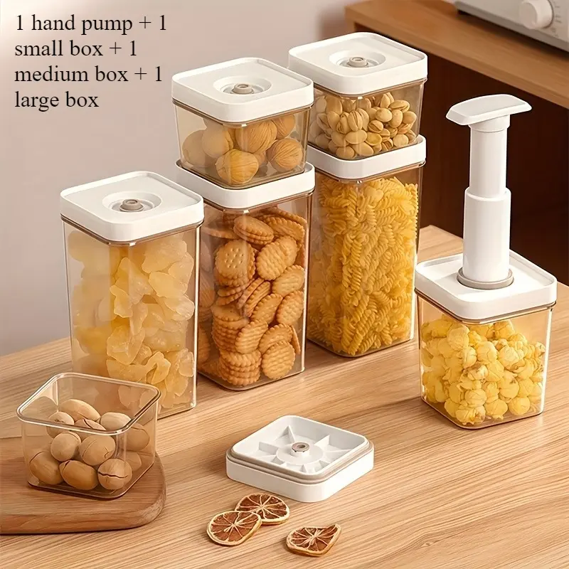 Vacuum Negative Pressure Food Storage Canisters, Airtight Moisture-Proof Anti-Oxidation Containers for Cereals, Nuts, Pasta, Dried Fruits, Kitchen Pantry Fresh-Keeping Organizer