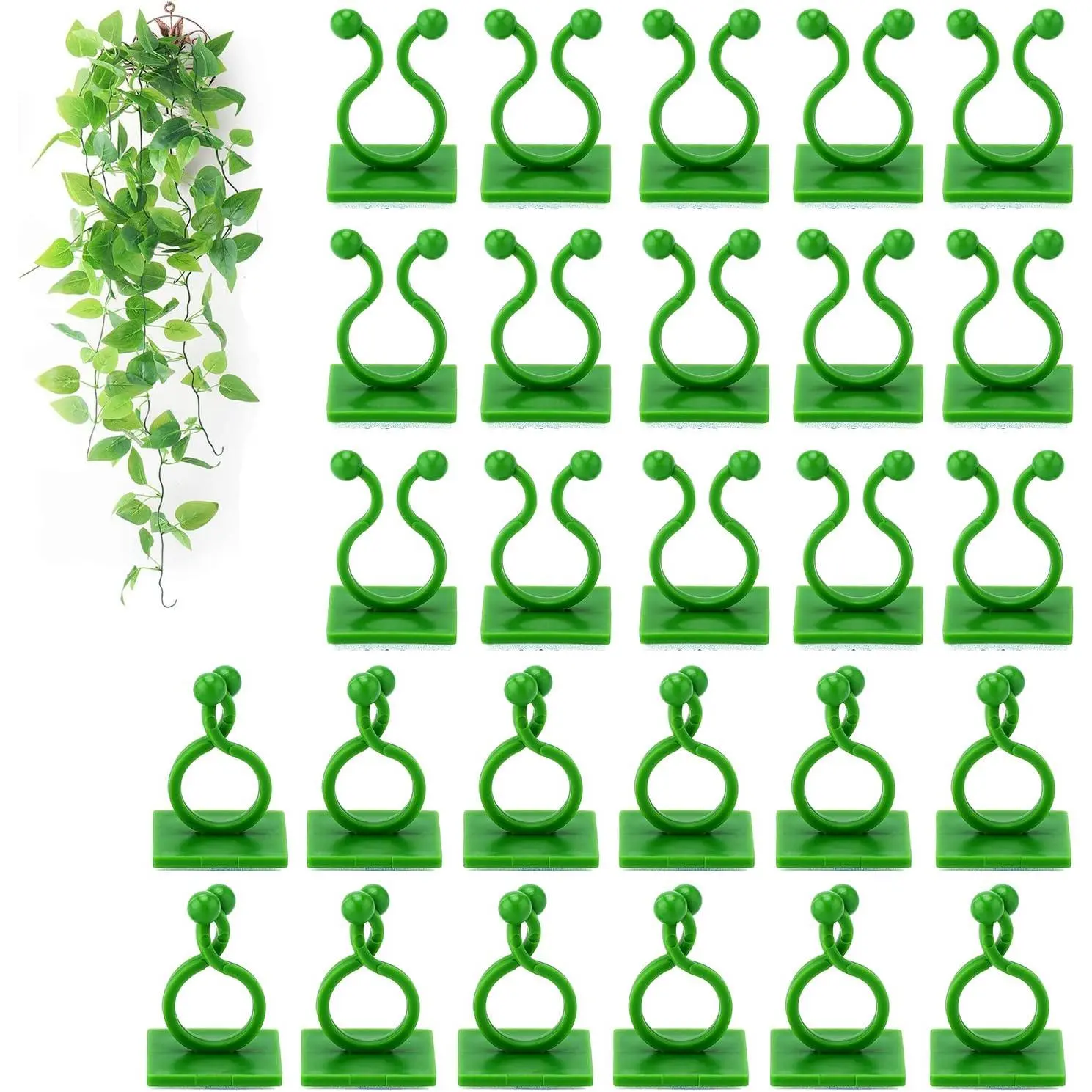 100 count  Climbing Wall Fixture Clips, Fixer Invisible Wall Vines Fixing Clips Self-Adhesive Clips  Vine Traction for Indoor Outdoor Decoration and  Wire Fixing (Green)