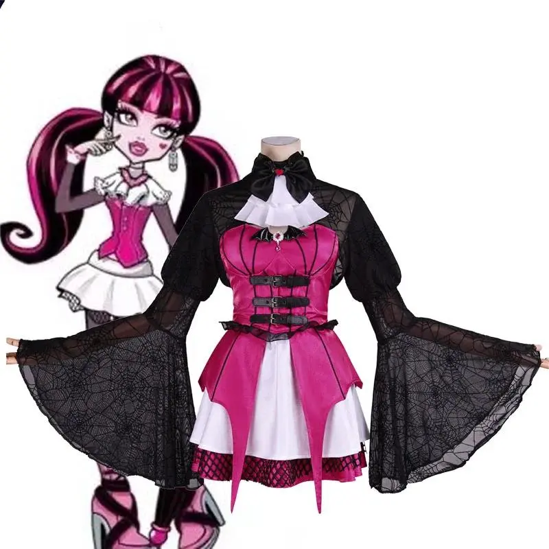 Draculaura Cosplay Costumes Anime Monster School Role Play Uniform Halloween Carnival Party Outfit