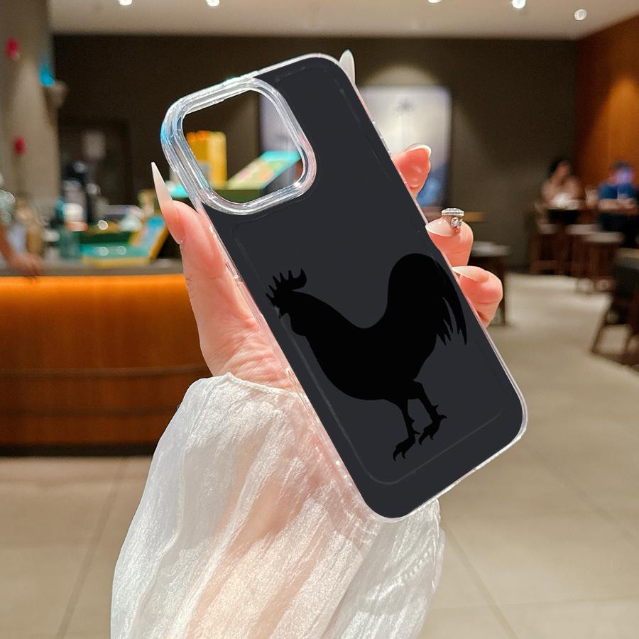 New Halloween-themed frosted design space case with rooster pattern, large holes, transparent, anti-drop, luxurious, simple, protective, shockproof, durable, full coverage, suitable for iPhone 16 Pro Max/16 Pro/16/16 Plus/15/15 Plus/15 Pro/15 Pro Max/14/1