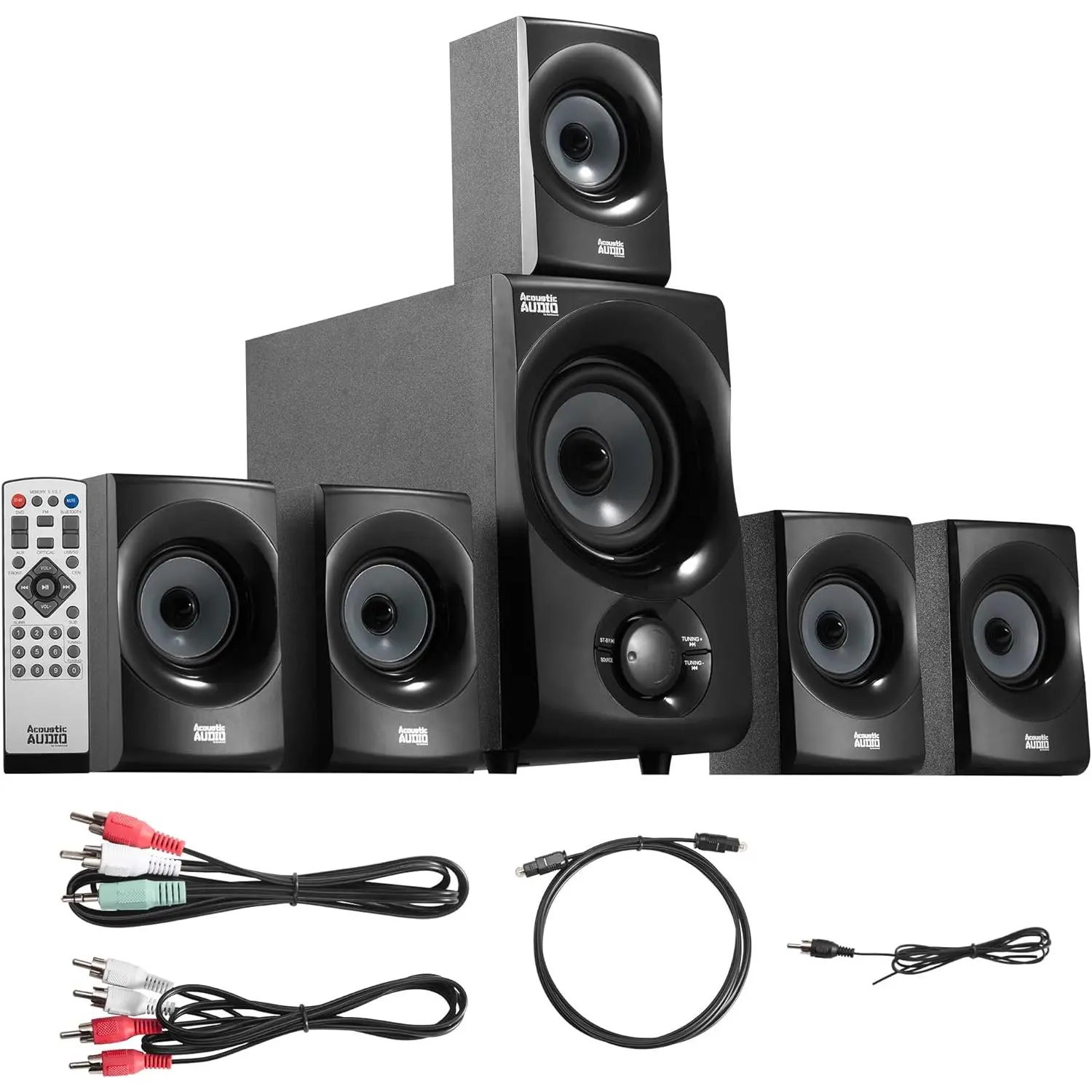 AA5172 700W   Theater 5.1 Speaker System with FM Tuner, USB, SD Card, Remote Control,  Sub (6 Speakers, 5.1 Channels, Black with Gray)