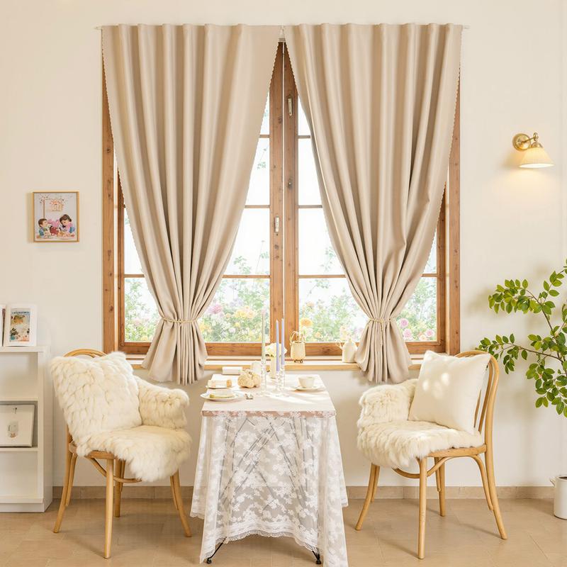 Snooztex Privacy-Focused Light-Blocking Curtain - Soft Fabric Single Panel with Pleated Tieback, Bedroom/Living Room Home Windows Household Decor Covering