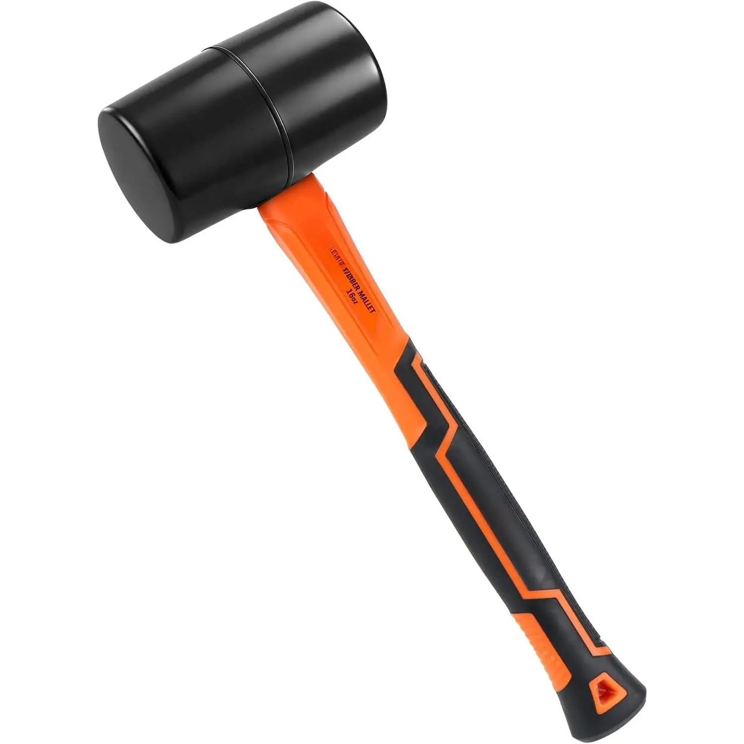 16oz Durable Rubber Mallet Hammer with Fiberglass Handle, Non-Marring Blow Tool for Flooring, Tent Stakes, Woodworking, and Camping, Non-Slip Grip