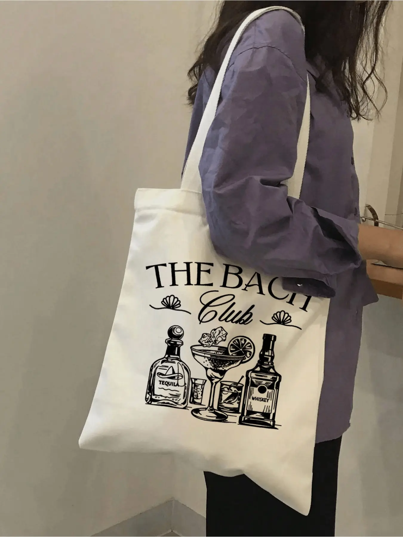 1/2 Piece Set 'the Bach' Letter Pattern Shoulder Bag and Makeup Bag, Reusable Canvas Bachelorette Party Gift Bag, Large Capacity, Durable
