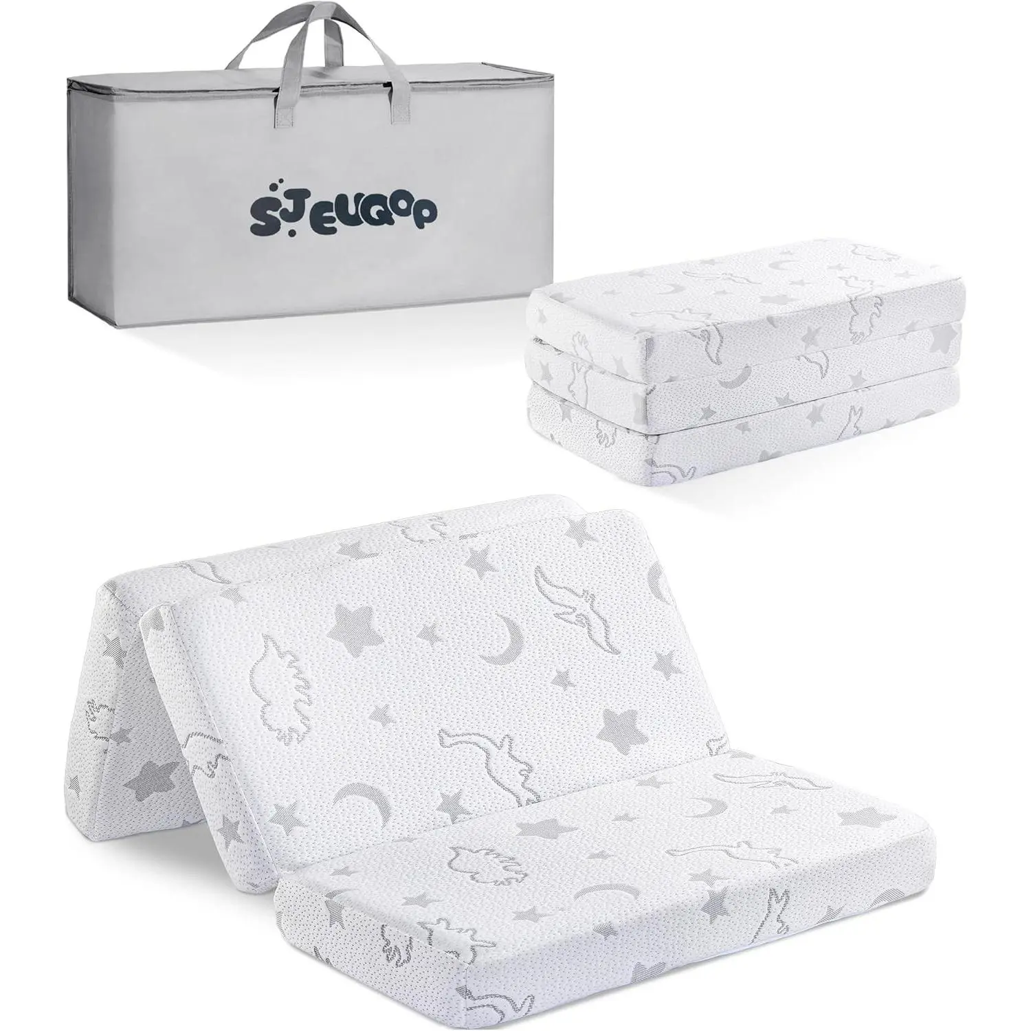 Trifold Pack and Play Mattress 38x26, Dual Sided Soft & Firm Memory Foam Foldable Portable Crib Baby Mattress with Washable Cover and Carry Bag