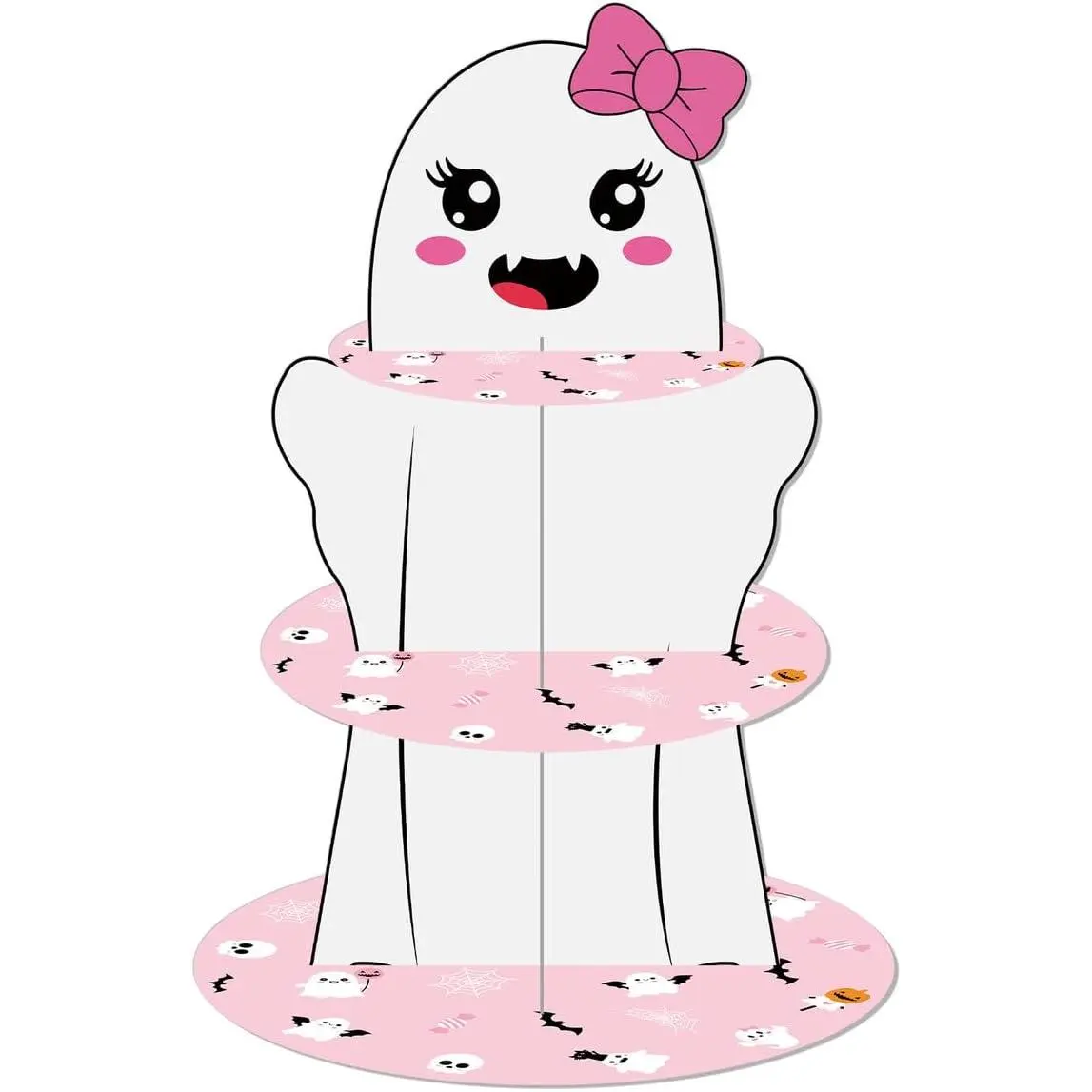 Halloween  Cupcake Stand Bat  Boo Theme 3-Tier Cardboard Cake Stand Dessert Table Displays Centerpieces for Little Boo Birthday  Shower Party Decorations