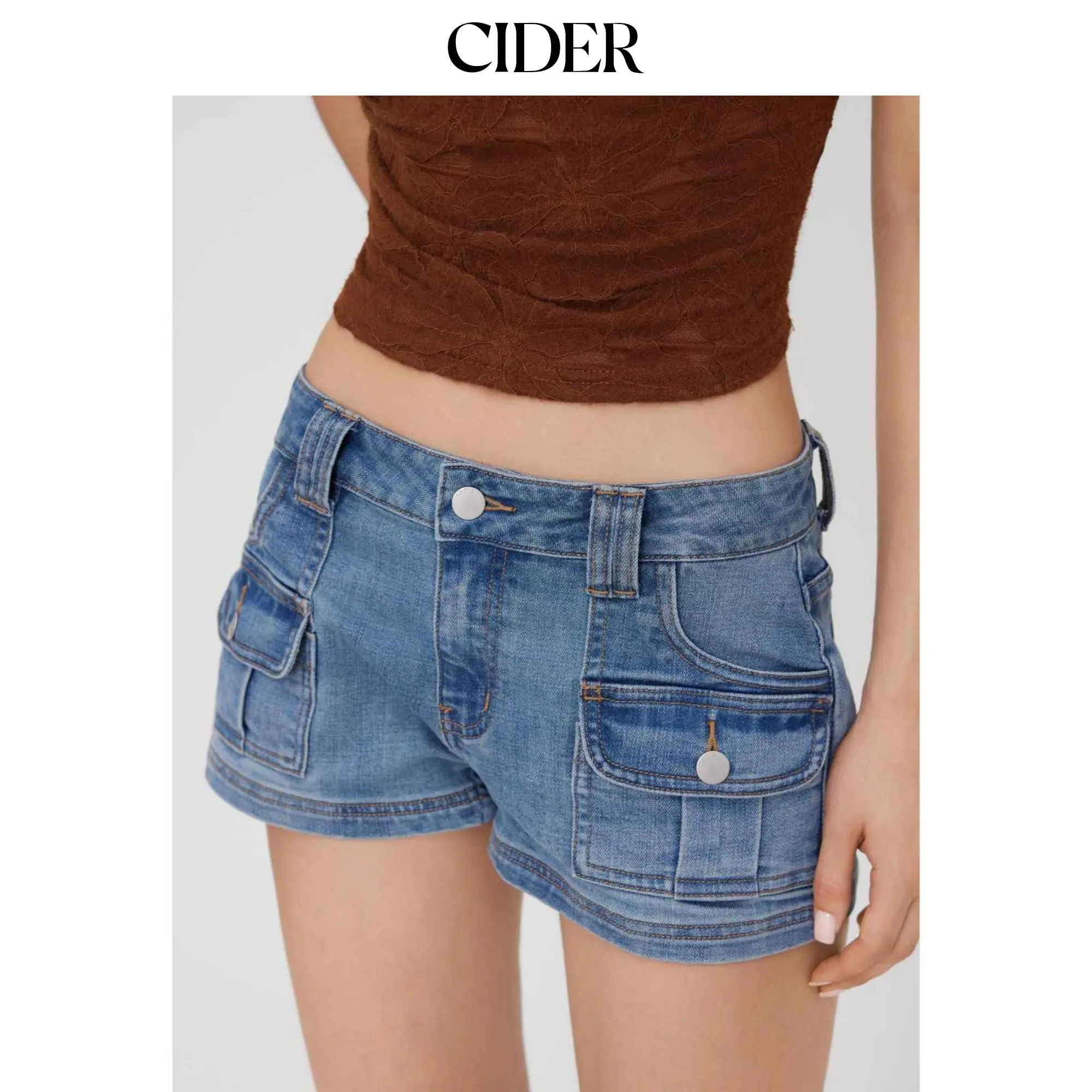 Cider Stretch Cider Denim Low Rise Pocket Micro Shorts