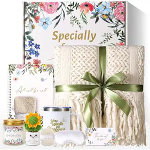 Birthday & Mother’s Day Gifts for Women - Get Well Soon Spa Care Package,Self Care Gift Basket for After Surgery & Cancer Care Inspirational Thinking of You Sympathy Gift Set for Mom Her Friend(White)