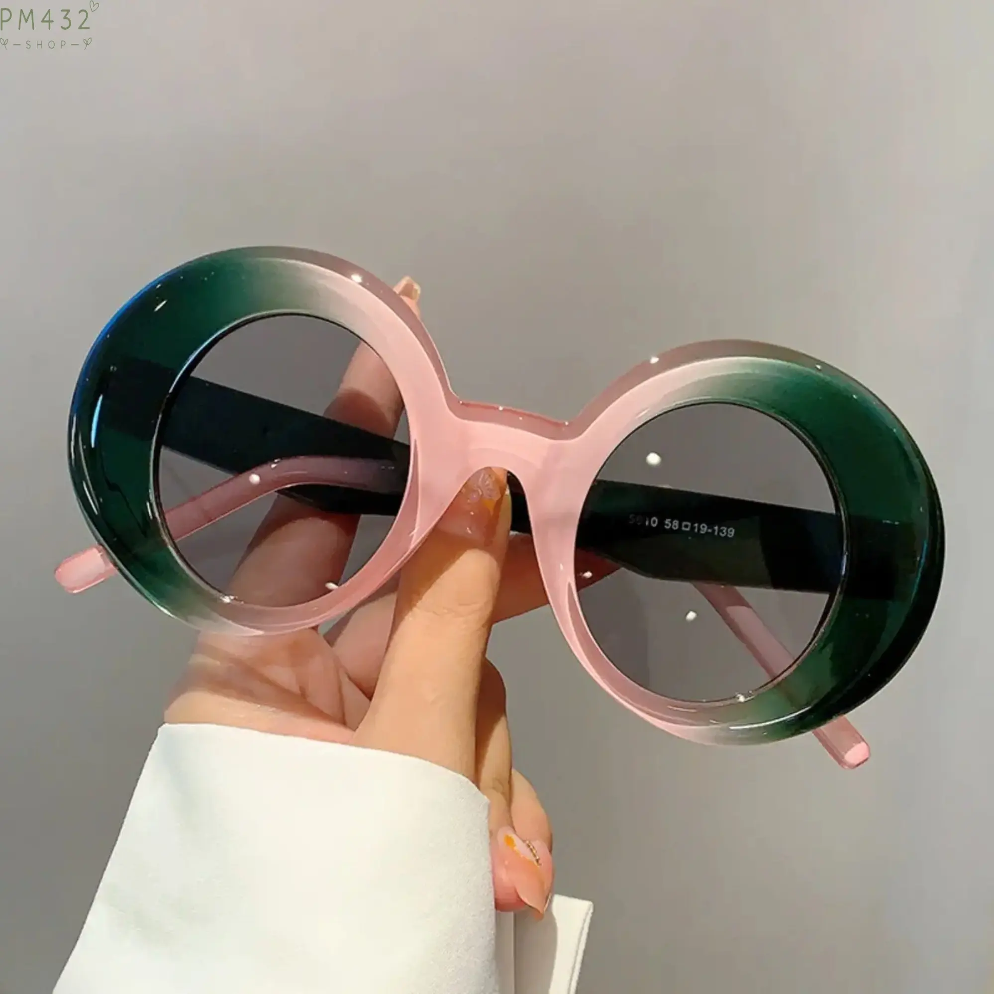 Female Polarized Sunglasses with Polarized Lens, Oversized Circle Round Frames, Semi-Rimless Color Contrast Design, UV Protection & Blue Light Blocking, Trendy Beachwear Eyewear for Driving & Daily Wear