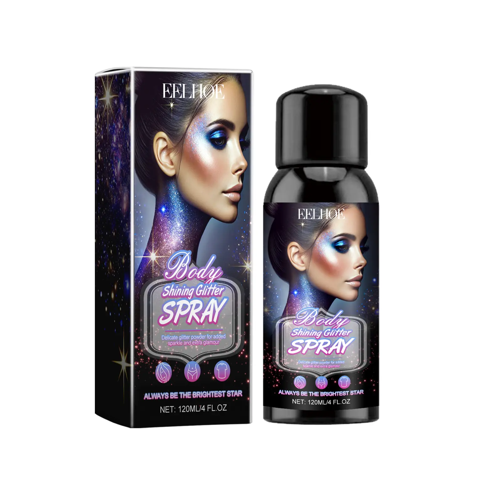 Glitter Highlighter Spray - Natural Stereo, Long-Lasting Brightening Makeup for Face & Body
