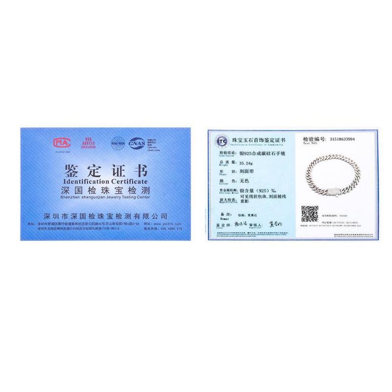 Pass Diamond Test GRA Moissanite 25mm Wide 6Rows  Solid Silver Cuban link chain for Rapper Hip Hop VVS Iced Out Necklace.