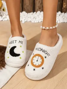 26 Pairs Fashion Women's & Teen Winter Plush Slippers, Moon Star Embroidery, Non-Slip Sole, Lightweight Comfortable Shoes for Bedroom Dorm