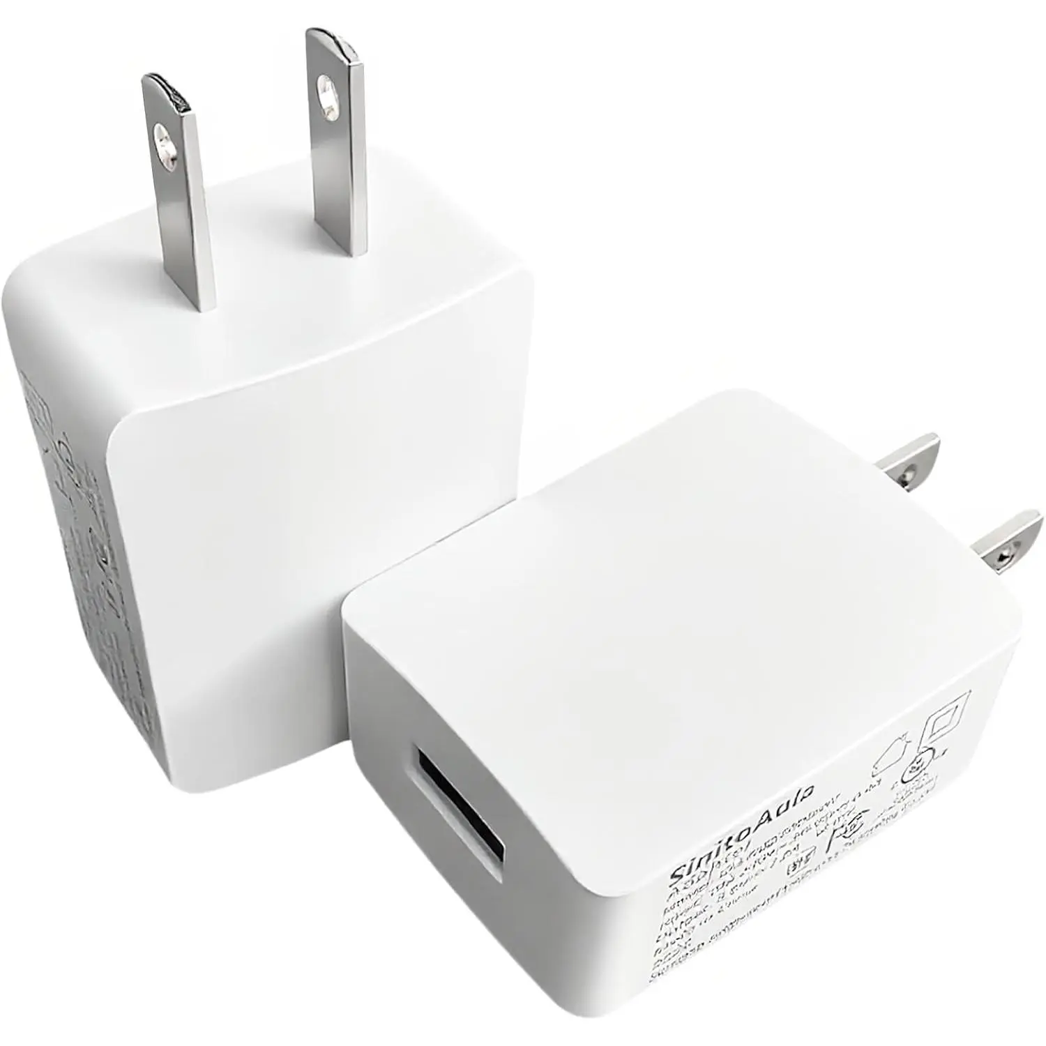 UL Listed USB Wall Charger Block - 10W (5V2A), White, 2-Pack | Power Adapter for Outlet, Plug for Cell Phones, Tablets, Earphones, Power Banks,  Wearables and   Gadgets