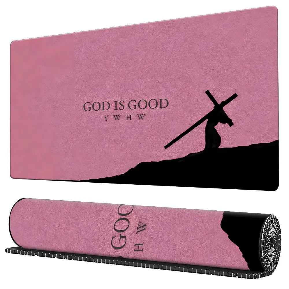 Minimalist Jesus Cross Large Gaming Mouse Pad,Soft Inspirational Aesthetic Extended Computer Keyboard Mouse Mat, Non-Slip Rubber Base Stitched Lock Edges Desk Pad, Multi-Size for Home Office Gaming, Perfect Gift for Faith & Spiritual Lovers