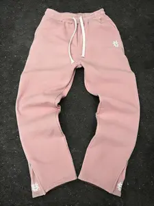 Elastic Waist Split Leg Sweatpants, Soft Wide-Leg Jogger Pants, Loose Fit Pocket Sports Long Pants, Ideal for Fitness, Daily Wear, Street Style, Travel, Home Relaxation