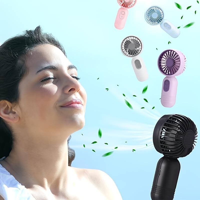 Portable Handheld Fan, 1 Count USB Rechargeable Mini Fan with 3 Speed Setting, Handheld Fan for Makeup, Travel, Beach, Indoor and Outdoor Use, Rechargeable Personal Fan
