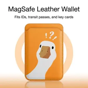 Cute Question Duck MagSafe Wallet for iPhone 16 Pro, Magnetic Leather Card Holder