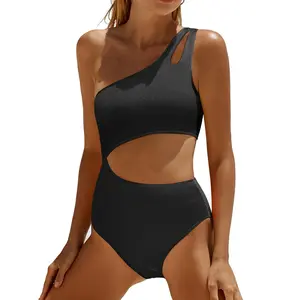 Yonique Cutout One Piece Swimsuit Women - One Shoulder Bathing Suit Ribbed Swimwear Monokini  SwimWeek  summervibes