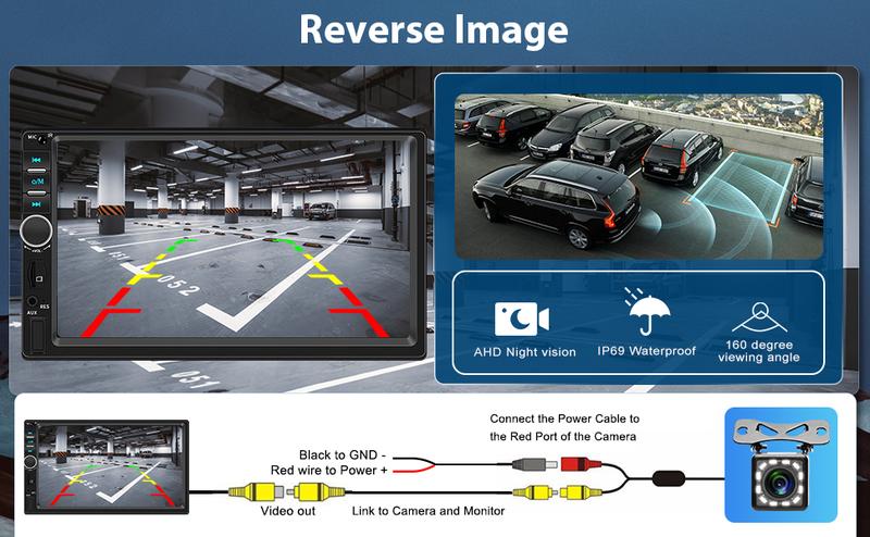 7 Inch Apple Carplay 2 Din Car Radio with Android Auto Bluetooth Handsfree Touchscreen Car Radio with Mirror Link FM/USB/AUX/EQ/TF/AUX/SWC + Rear Camera+Microphone