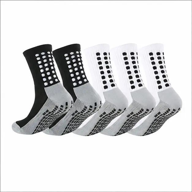 5-Pair Pack Pro-Level Football Grip Soccer Socks - Anti-Slip Athletic Performance Socks with Arch Support & Breathable Mesh