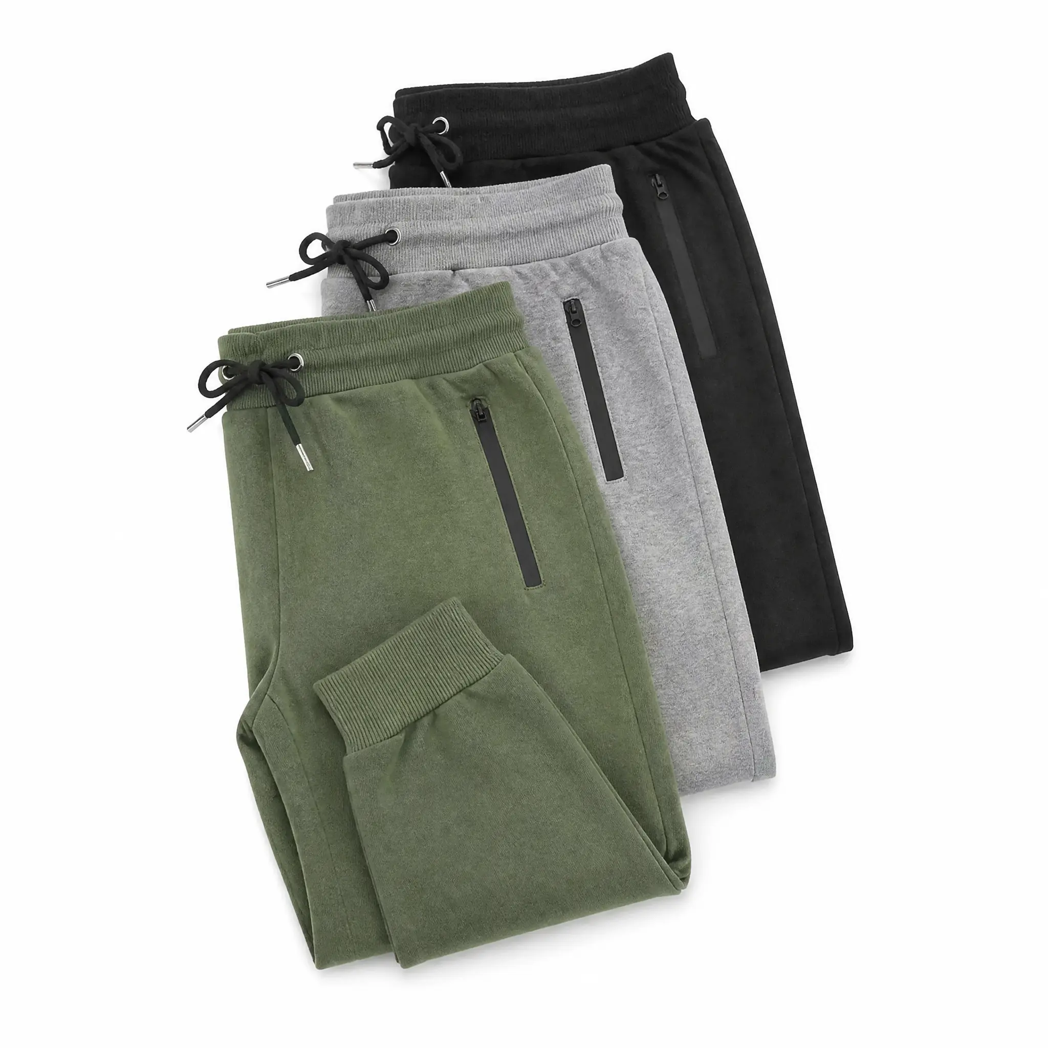 Men'S Casual Sports Sweatpants With Zipper Cuffs, Solid Color Gym Running Pants