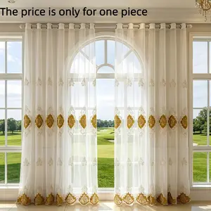1pc European Luxury Home Decorative Embroidered Transparent Window Curtain, Ring Suspension, Living Room Bedroom Dining Room Study, Lightweight Breathable Fabric