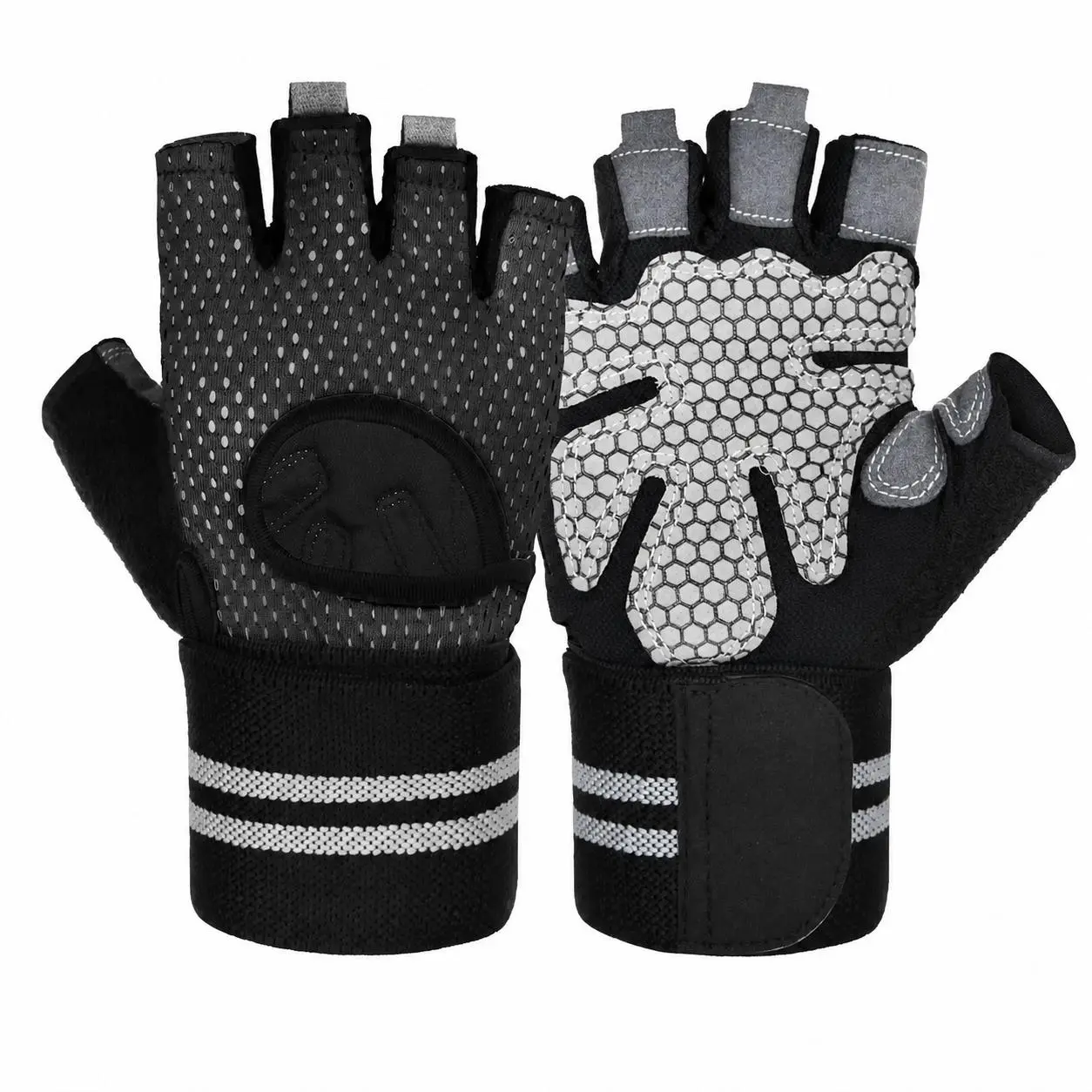 Unisex Professional Fitness Gloves, Strength Training Equipment - Lightweight Breathable Mesh Back, Non-Slip Silicone Palm Padding, Adjustable Strap Wrist Support, Open-Finger Design for Functional Training Workout, Weightlifting, CrossFit