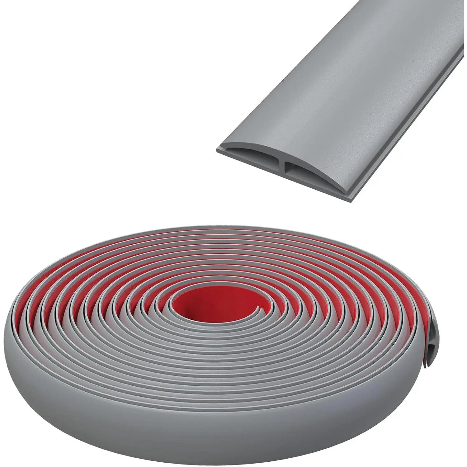 Self Adhesive H-Molding Rubber Floor Transition Strip, Door Threshold Ramp Carpet Edging Strip Doorway Edge Trim Overlap Edge Reducer for Laminate Carpet Floor Tile, Gray 3.3ft