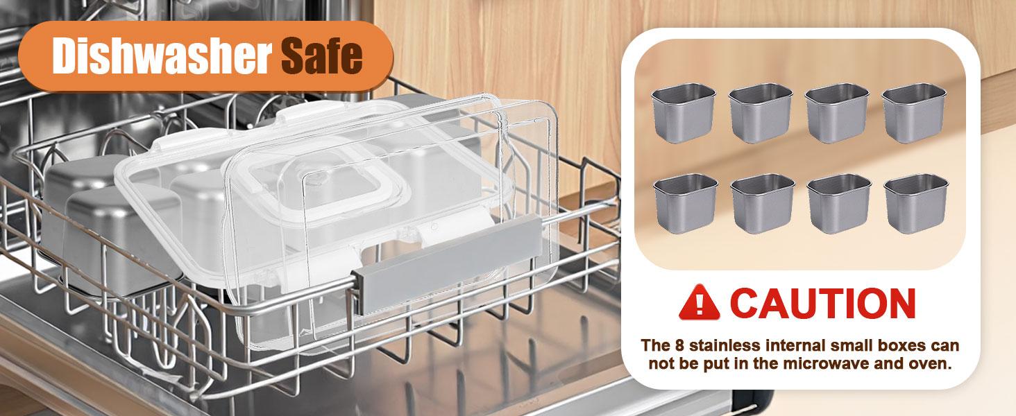 Snackle Box Container with Ice Pack, 304 Stainless Steel Divided Serving Tray, Snacklebox with Insulated Bag, 8 Compartment Platter Box with Lid and Handle for Beach, Road Trip, Boat Days, Pool Party