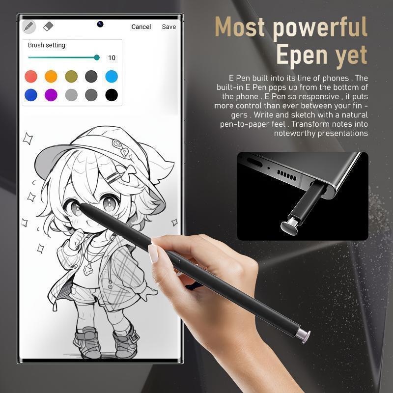 2025 New Unlocked Edition 5G Android Smartphone with High-Definition Display, Front Camera, Rear Camera, Large Capacity Battery, Dual SIM, Built-in Pen, Facial Unlock Support, Includes Charger, Headphones, and Phone Case