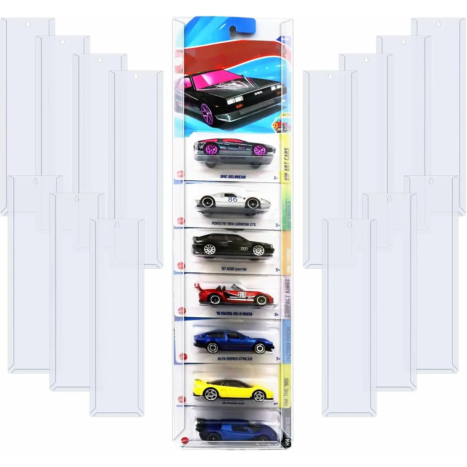 30 Pcs Model Car Display Case Wall Mount Compatible with Hot Wheels Matchbox Cars Packaged, Model Cars Storage Case for Hot Wheels Packaged Diecast Blister Toy Cars Wall Display Shelf Rack
