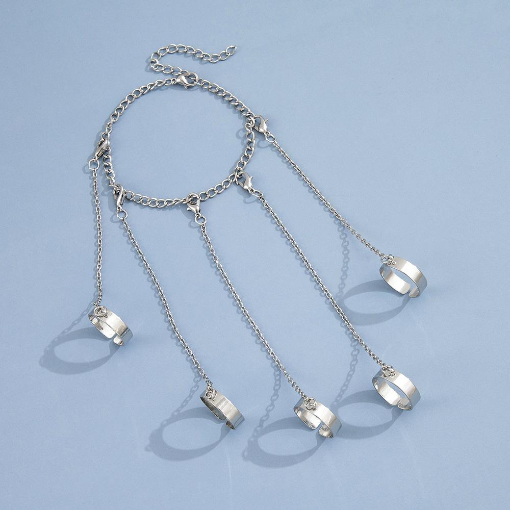 Chain Punk Wrist Ring Skeleton Bracelet For Men Ring Charm Bohemian Couple Emo Fashion Jewelry Pulsera Mujer 2023 Ladies New