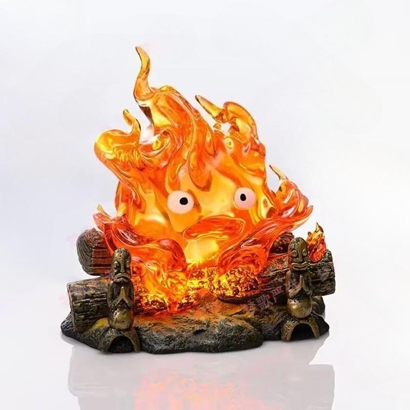 Calcifer Figure Kawaii 12cm Pvc Action Figures With Light Model Figurine Collection Desktop Decoration Kids Toys Birthday Gifts