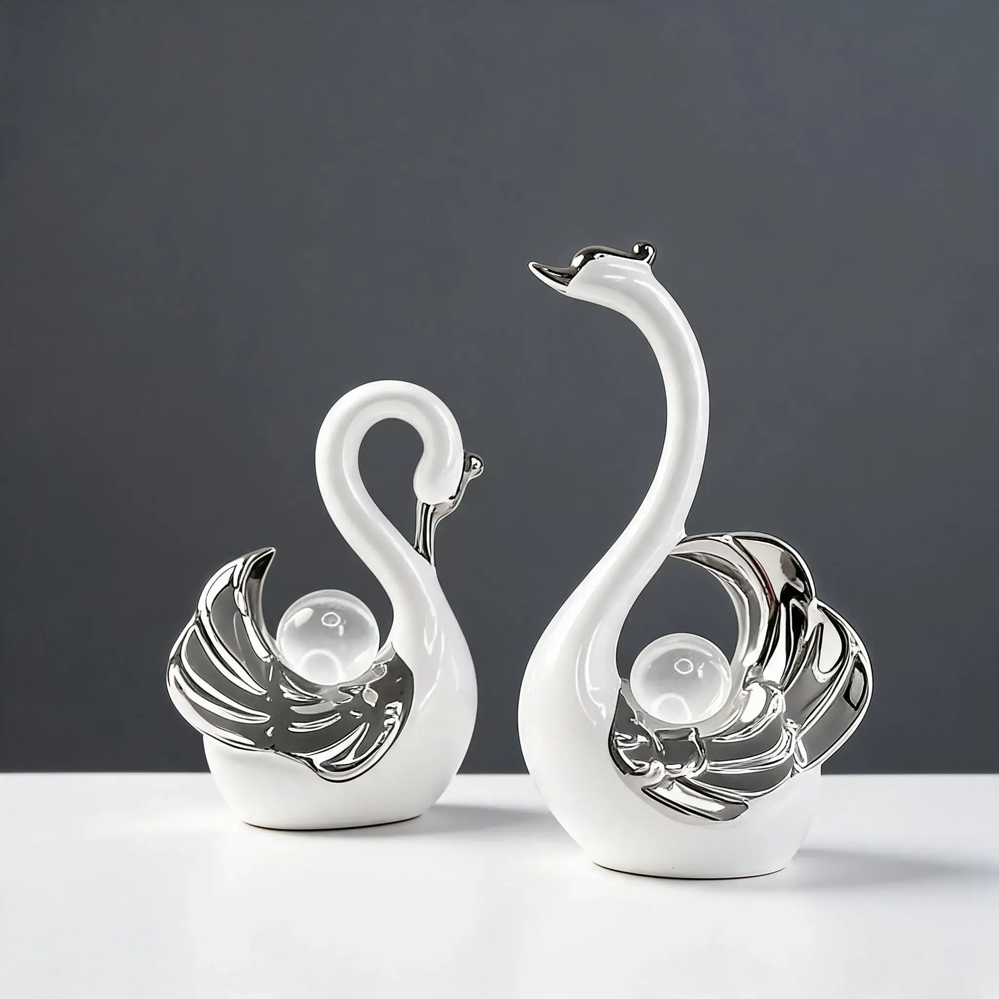 Swan-Design Ornament, Ceramic Ornaments, Decorative Ornaments, Creative Desktop Decoration, Modern Home Decor for Living Room Entrance TV Cabinet, Room Decor, Home Decor
