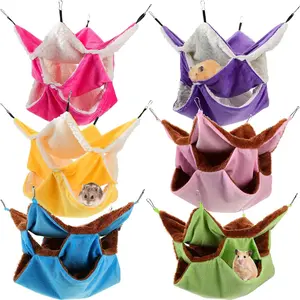 Jerify 6 Pcs 3 Layers Rat Hammock Set Small Animals Hammock Guinea Pig Ferret Hanging Hammocks Hamster Pet Cage Accessories for Chinchilla Sleeping and Playing(Macaron Color)