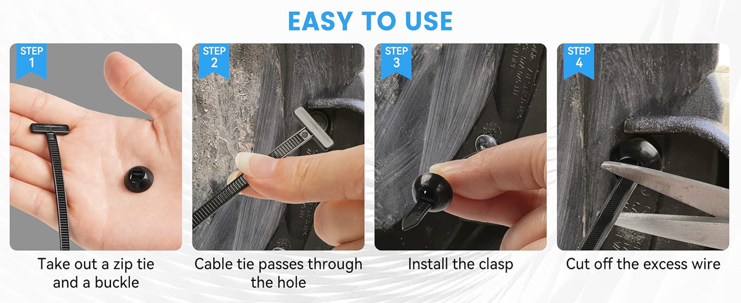 100 Pcs Nylon Universal Cable Tie Buckle - New T Multifunctional Nylon Zip Ties With Pin & Button Design Plastic Cable Fixion Tools Fasteners UV Resistant Zipties for Cars Daily Repair Bumper Clips