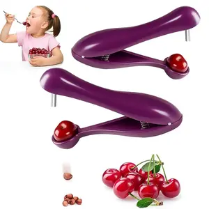 2pcs Purple Cherry Pitters, Cherry Stoner Remover, Efficient Cherry Pitter Tool for Baking, Jam-Making, Fruit Snacks Preparation, Compact and Portable for Kitchen and Picnics