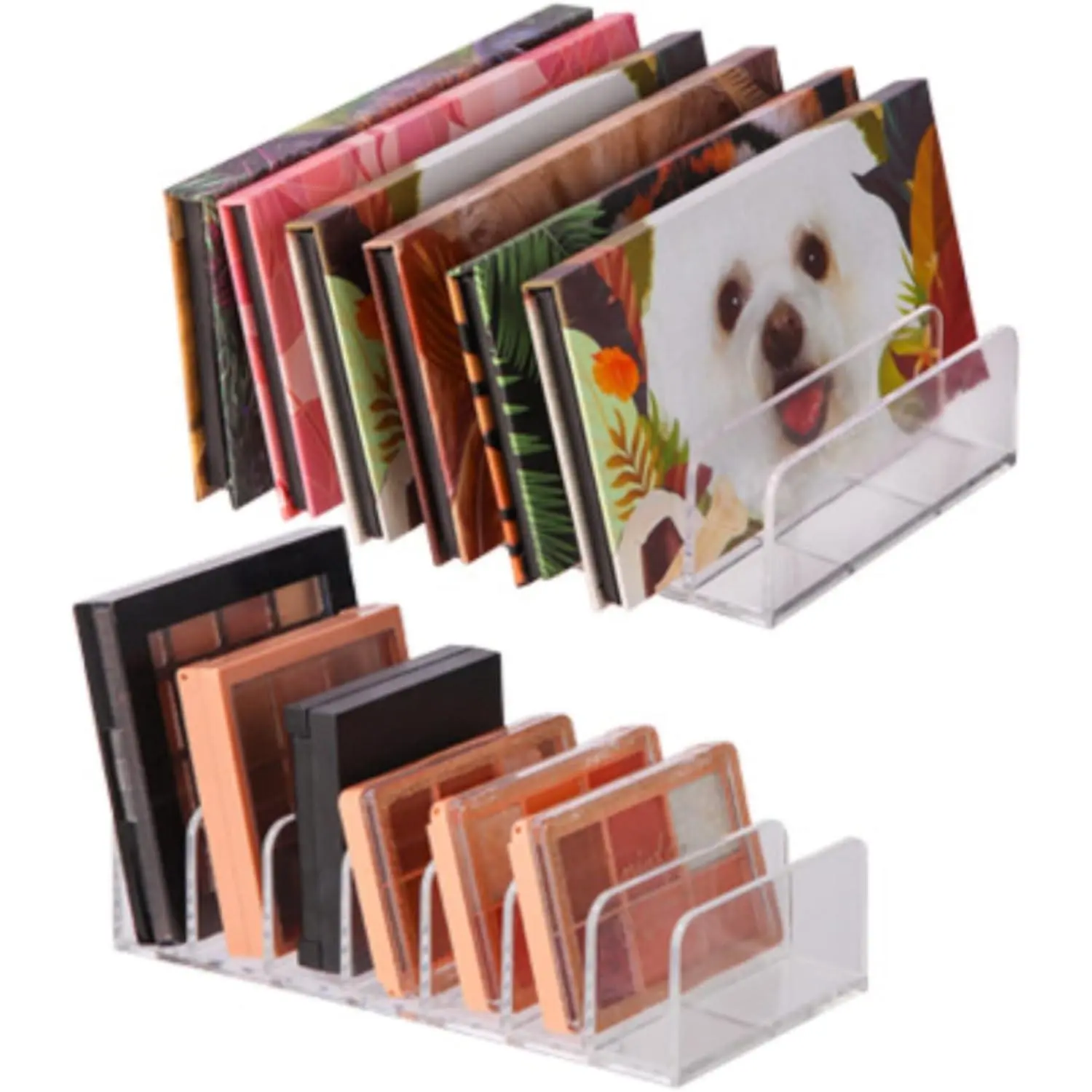 Plastic 2-Count Eyeshadow Palette Organizer for Bathroom Countertops, Drawer Storage (Fits Sunglasses, Wallet)