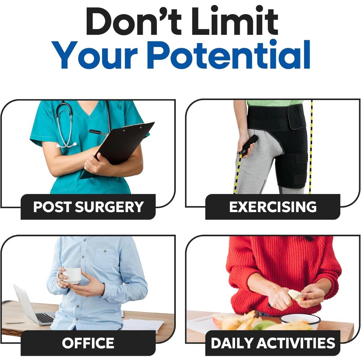 Hip Brace for Sciatica Relief - Compression Support Sleeve, Suitable for Thigh Injuries, Groin Muscle Strains, Hip Flexor Strains, Sacroiliac Joint Pain, and Sciatica - Unisex.