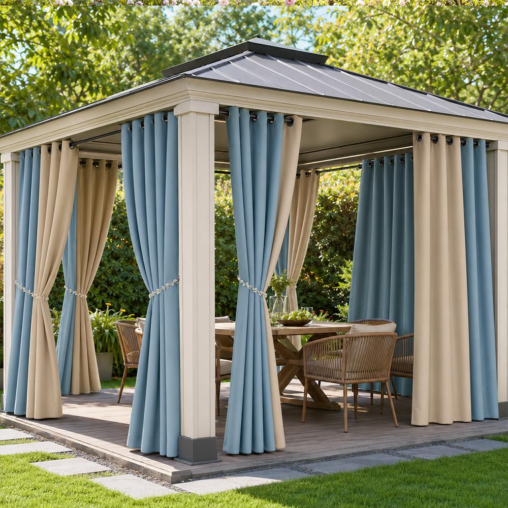 Snooztex Modern Polyester Flat-Woven Sun-Shade Color Block Curtains - Multi-Size, Indoor/Outdoor, Patio Area & Home Decoration Use