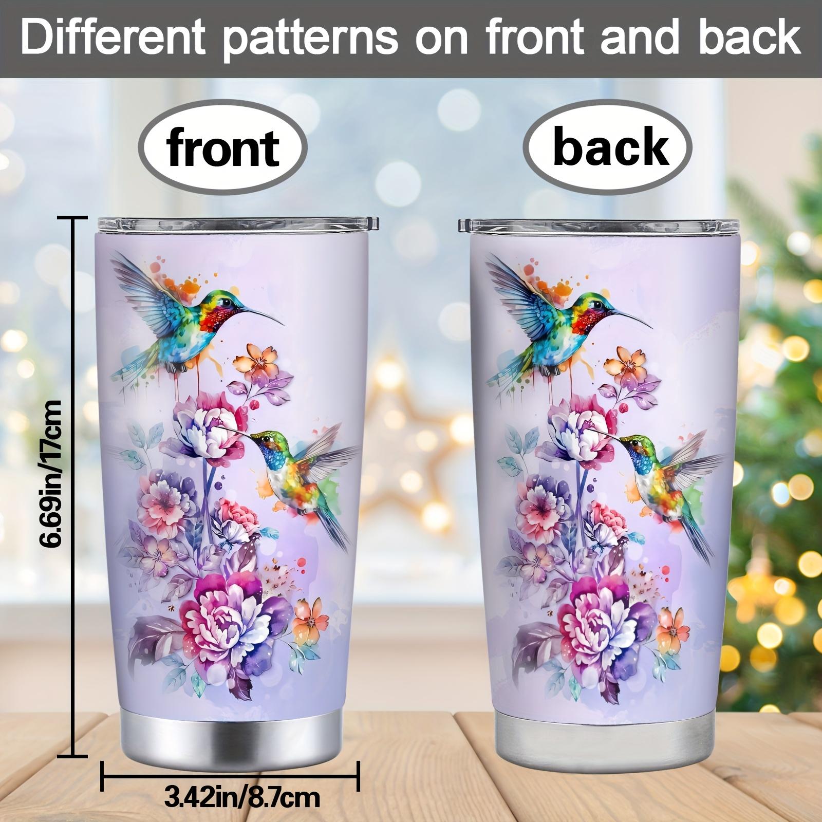 1pc/20oz Purple Hummingbird Theme Water Cup, Stainless Steel, Coffee Cup, with Lid, Hummingbird Gifts for Women, A Birthday Or Christmas Gift for Friends, Family, Parents, Daughters, A Christmas Gift for Hummingbird Lovers, Cold And Heat Preservation